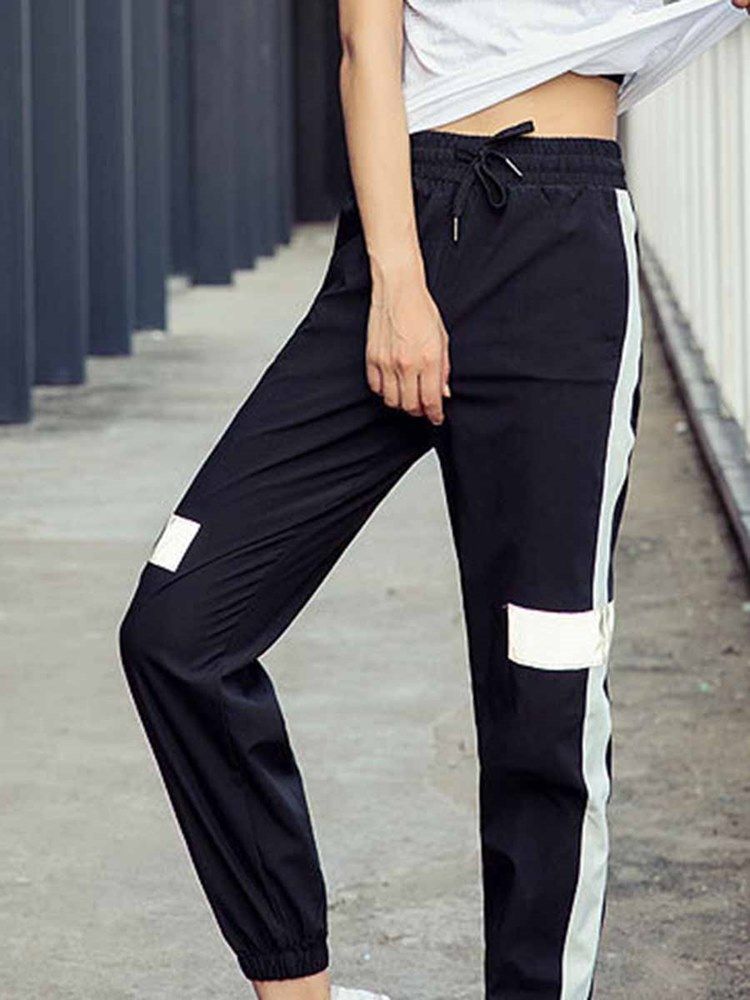 Nylon Andningsbara Fickor Stripe Street Dance Pants