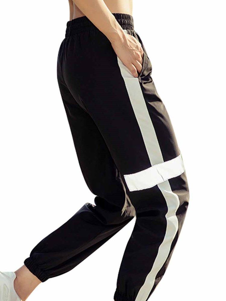 Nylon Andningsbara Fickor Stripe Street Dance Pants
