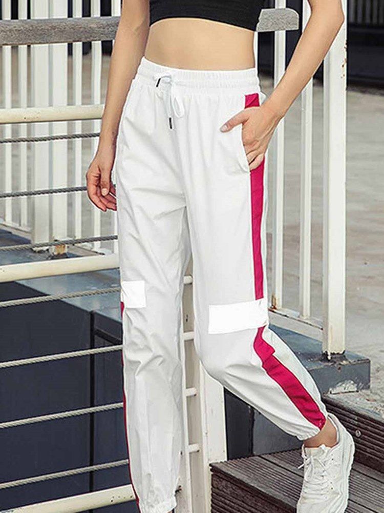 Nylon Andningsbara Fickor Stripe Street Dance Pants