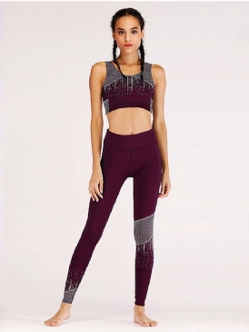 Patchwork Color Block Anti-Sweat Ärmlösa Sportset