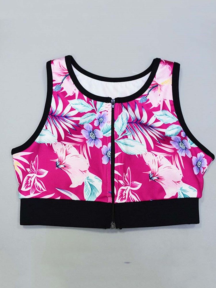 Patchwork Floral Snabbtorkande Ärmlösa Sportset I Full Längd