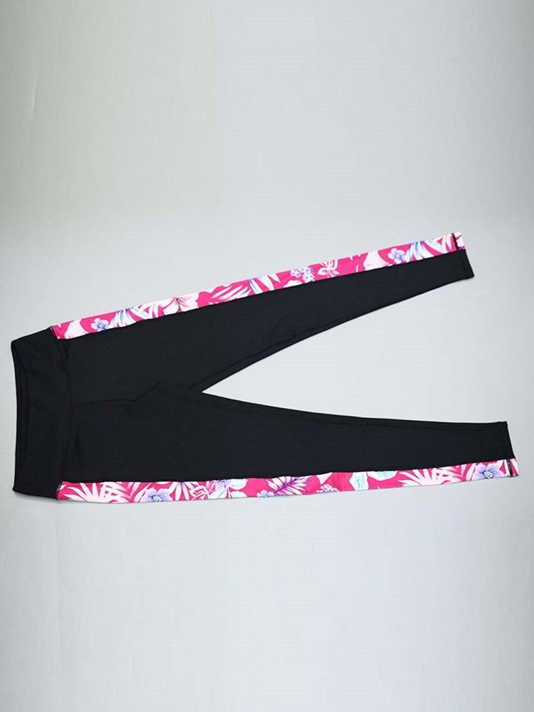 Patchwork Floral Snabbtorkande Ärmlösa Sportset I Full Längd