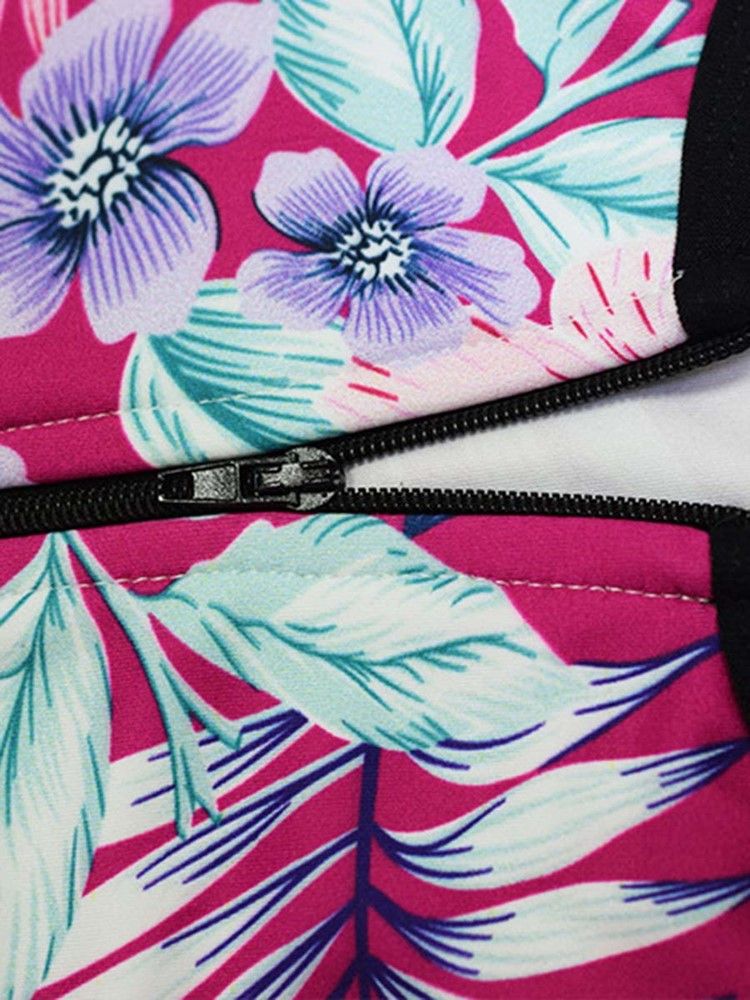 Patchwork Floral Snabbtorkande Ärmlösa Sportset I Full Längd