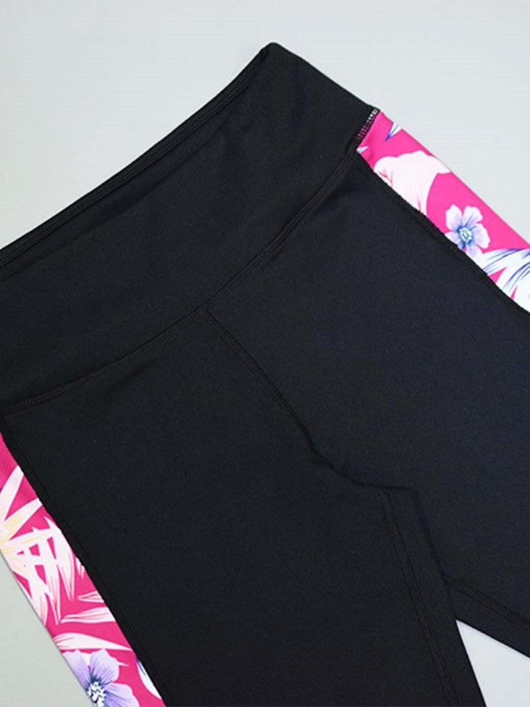 Patchwork Floral Snabbtorkande Ärmlösa Sportset I Full Längd