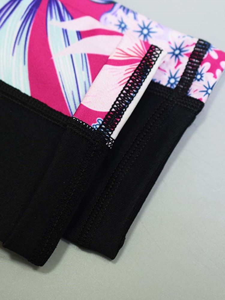 Patchwork Floral Snabbtorkande Ärmlösa Sportset I Full Längd