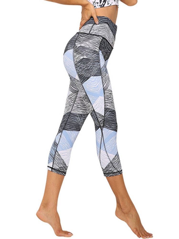 Polyester Quick Dry Pockets Color Block Kvinnliga Badminton Yoga Byxor Hög Midja Tiktok Leggings
