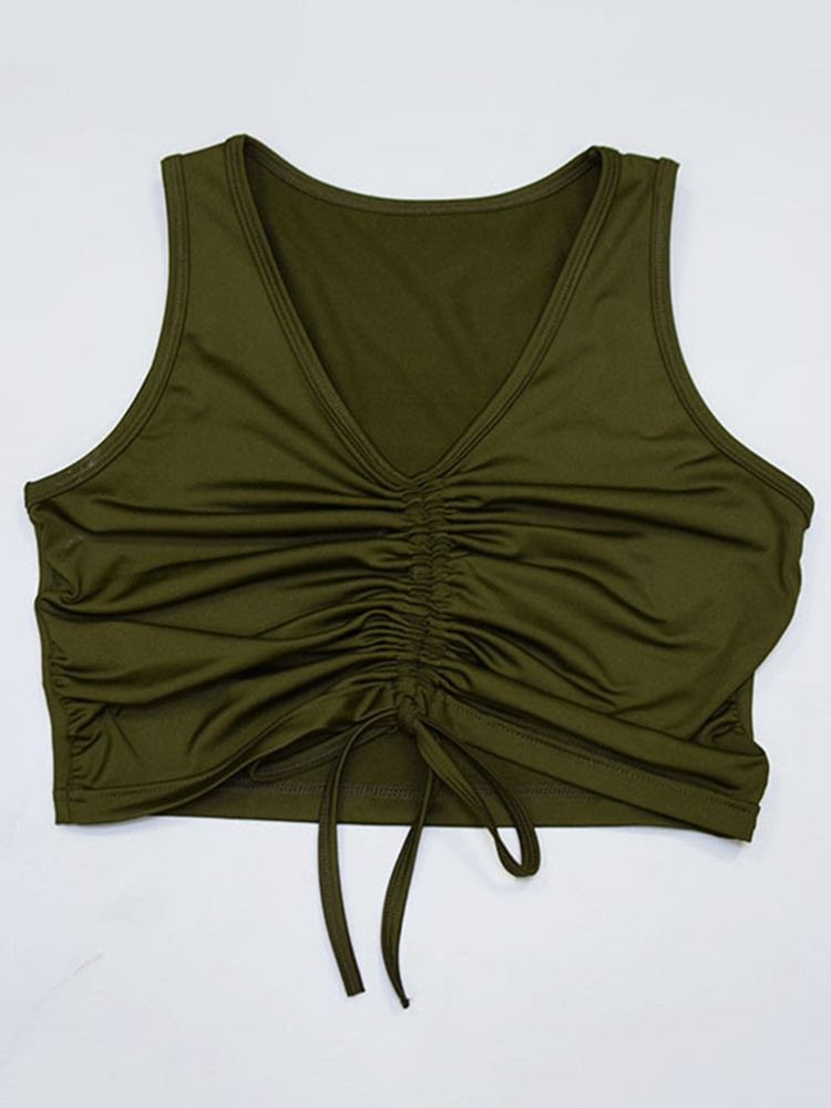 Polyester Solid Löpande Ärmlösa Klädeset