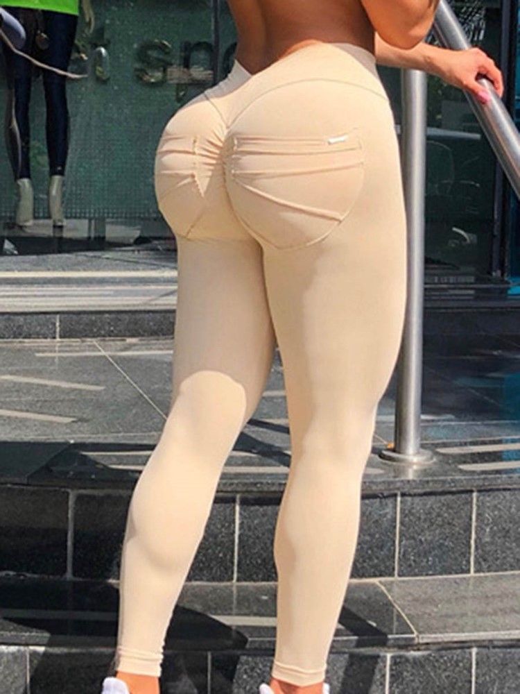 Polyester Solid Quick Dry Spring Full Längd Leggings Yoga Byxor Hög Midja Tiktok Leggings
