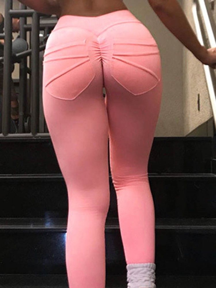 Polyester Solid Quick Dry Spring Full Längd Leggings Yoga Byxor Hög Midja Tiktok Leggings