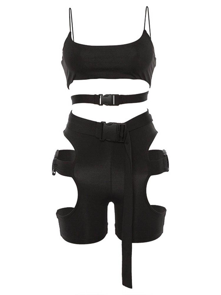 Polyester Solida Shorts Ärmlösa Sportset
