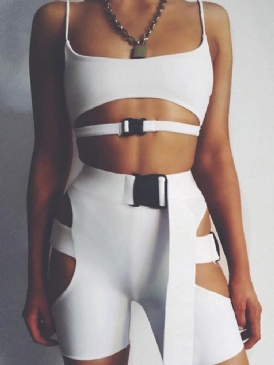 Polyester Solida Shorts Ärmlösa Sportset