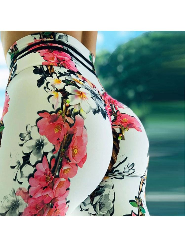 Print Blommig Whip Nylon Hög Midja Leggings För Kvinnor Yogabyxor Hög Midja Tiktok Leggings