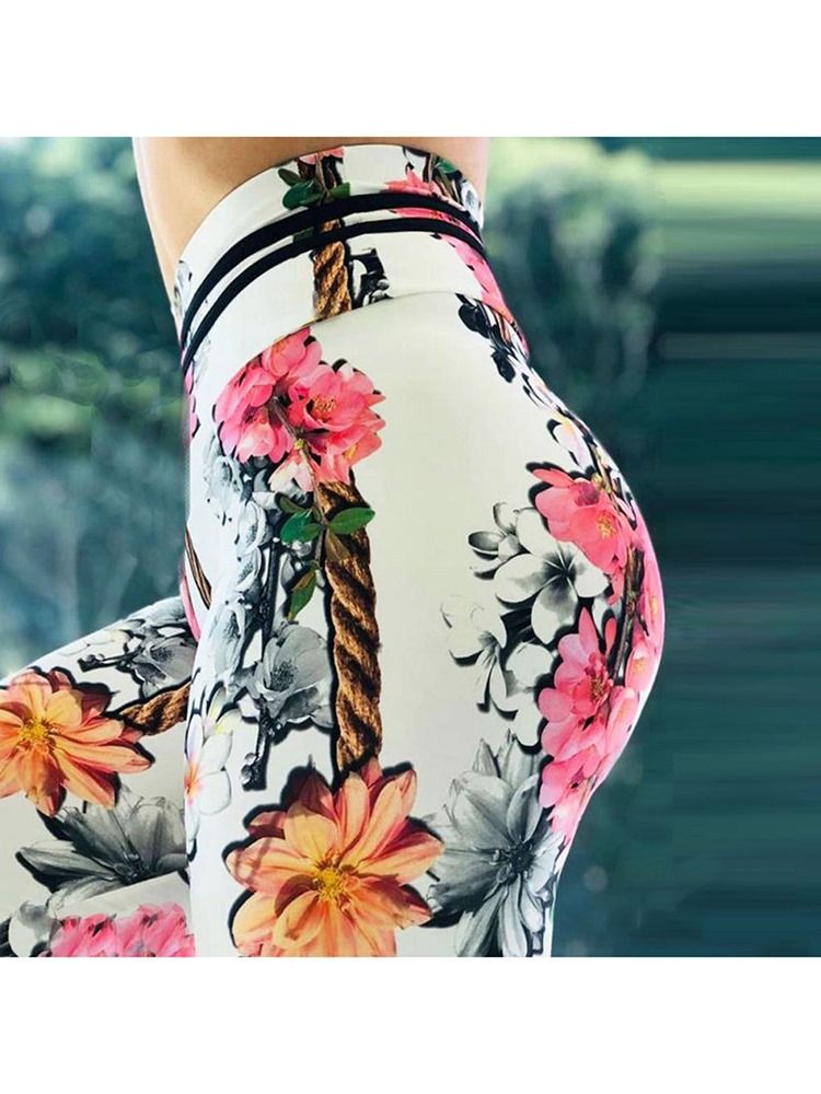 Print Blommig Whip Nylon Hög Midja Leggings För Kvinnor Yogabyxor Hög Midja Tiktok Leggings