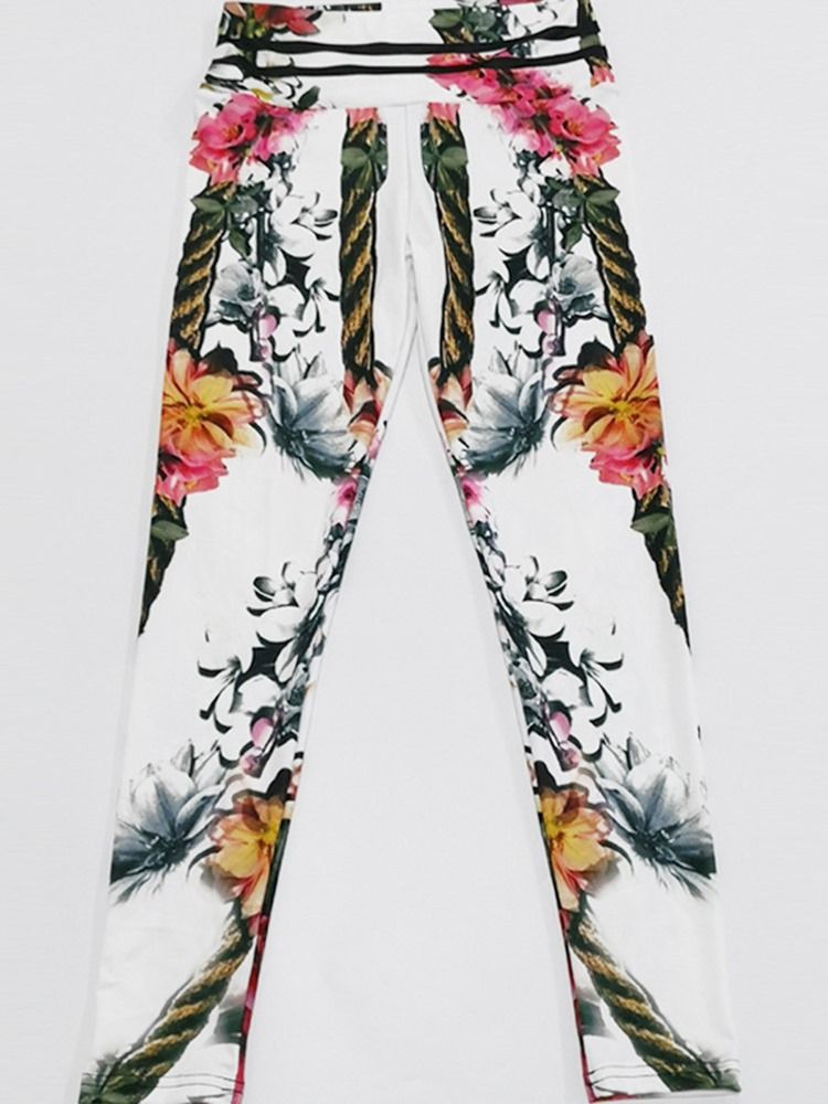 Print Blommig Whip Nylon Hög Midja Leggings För Kvinnor Yogabyxor Hög Midja Tiktok Leggings