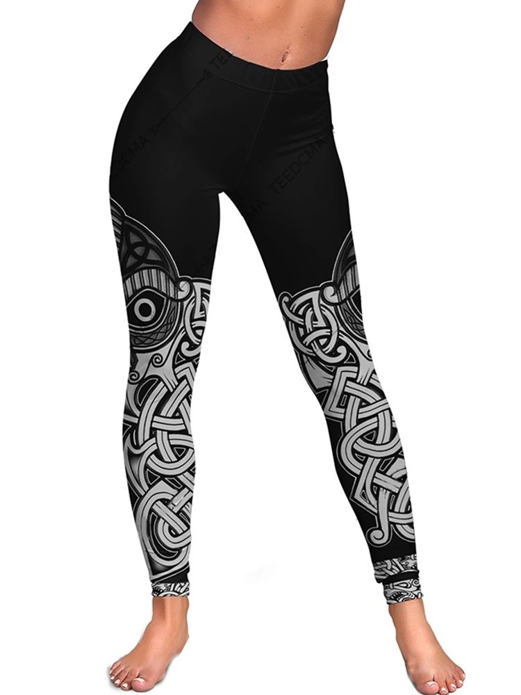 Print Sport Geometriska Tiktok Leggings Med Hög Midja