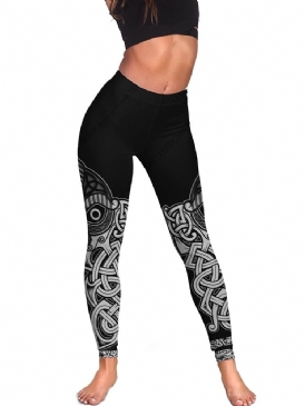 Print Sport Geometriska Tiktok Leggings Med Hög Midja