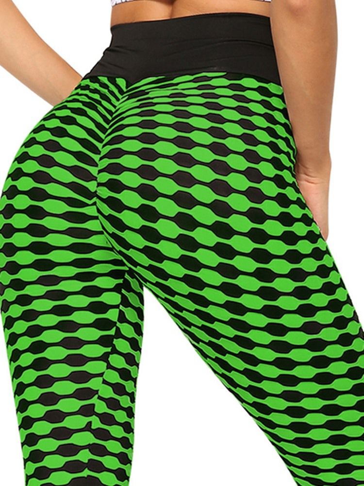Print Stripe Anti-Svett Polyester Yoga Byxor Tiktok Leggings Med Hög Midja