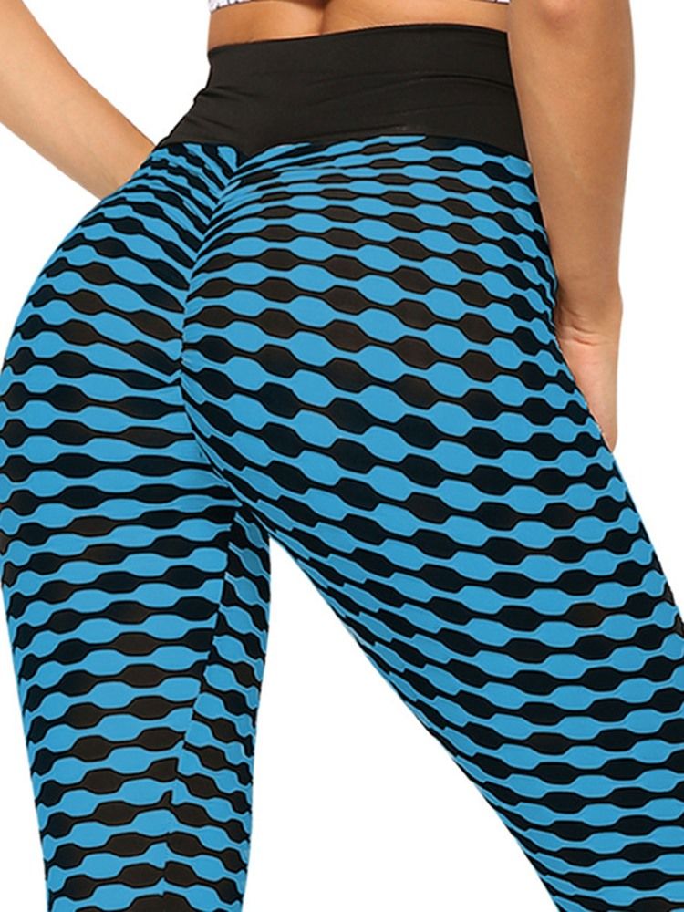 Print Stripe Anti-Svett Polyester Yoga Byxor Tiktok Leggings Med Hög Midja
