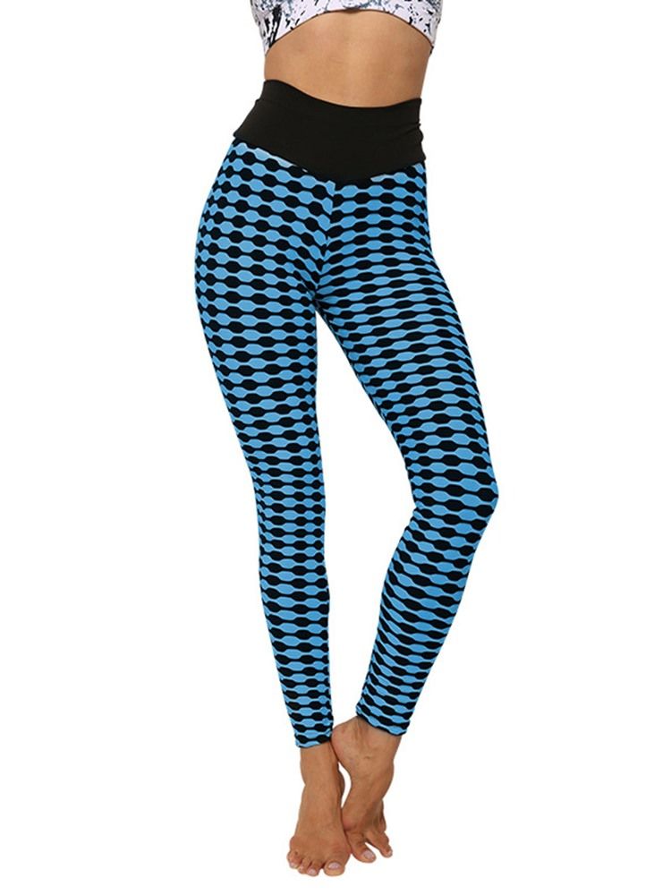 Print Stripe Anti-Svett Polyester Yoga Byxor Tiktok Leggings Med Hög Midja