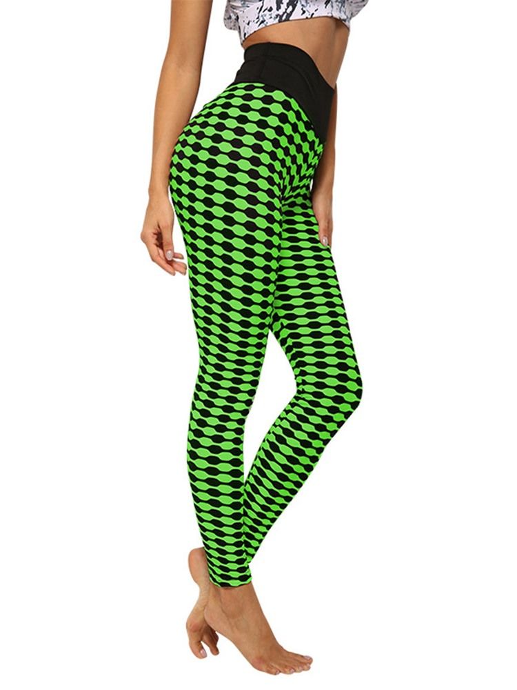 Print Stripe Anti-Svett Polyester Yoga Byxor Tiktok Leggings Med Hög Midja