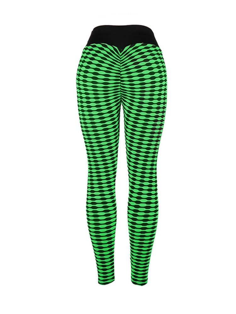Print Stripe Anti-Svett Polyester Yoga Byxor Tiktok Leggings Med Hög Midja