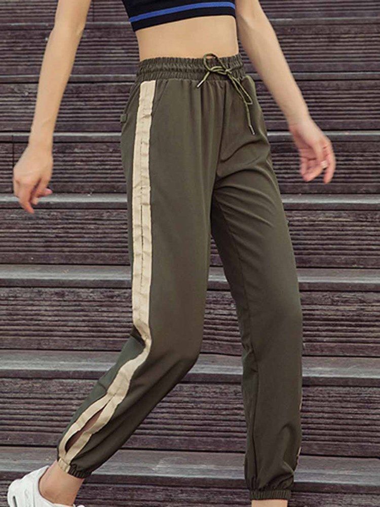 Quick Dry Polyester Print Stripe Yoga Byxor