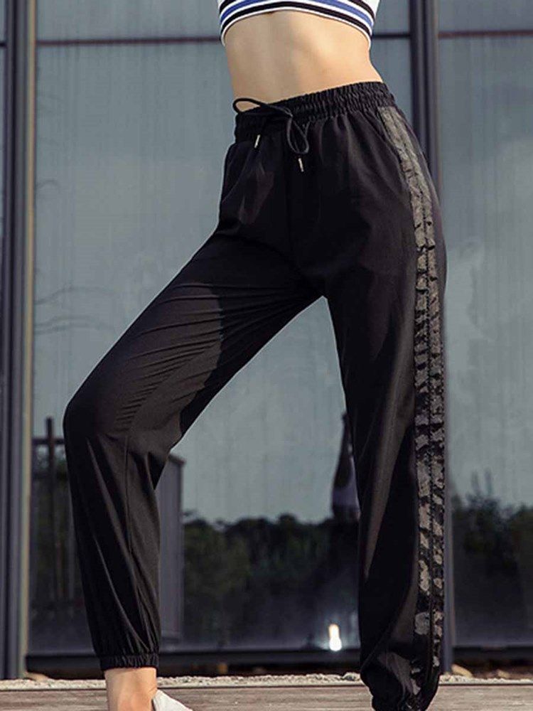 Quick Dry Polyester Print Stripe Yoga Byxor