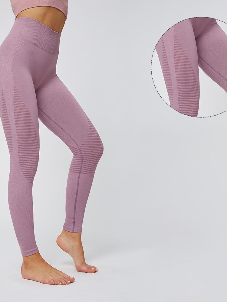 Randig Polyester Vinter Yogabyxor För Kvinnor Med Hög Midja Tiktok Leggings