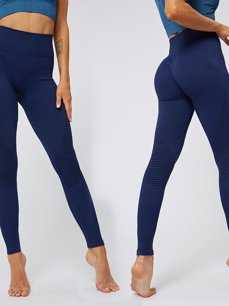 Randig Polyester Vinter Yogabyxor För Kvinnor Med Hög Midja Tiktok Leggings