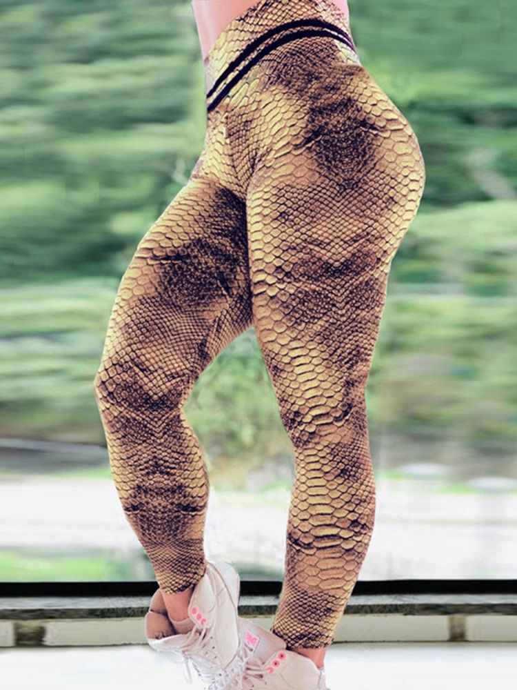 Serpentintryck För Kvinnor Gym Sport Leggings Med Hög Midja Yogabyxor Hög Midja Tiktok Leggings