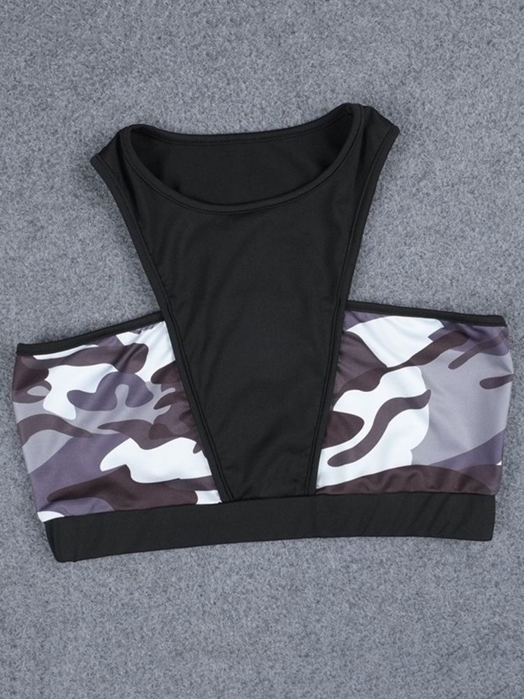Skriv Ut Anti-Svett Camouflage Pullover Yoga Sports Set