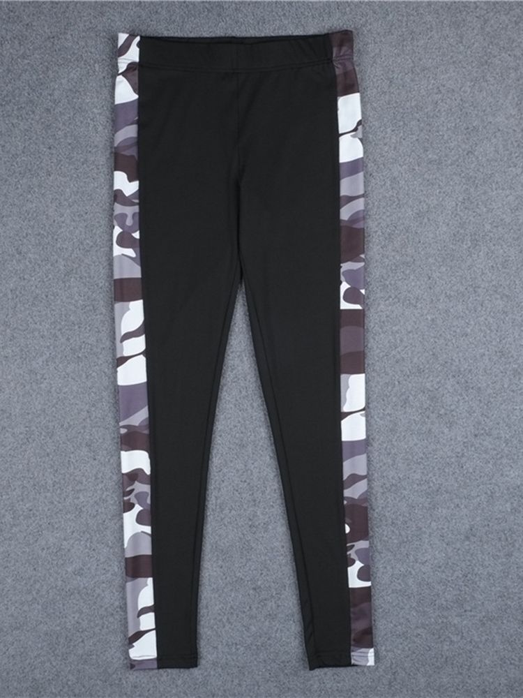 Skriv Ut Anti-Svett Camouflage Pullover Yoga Sports Set