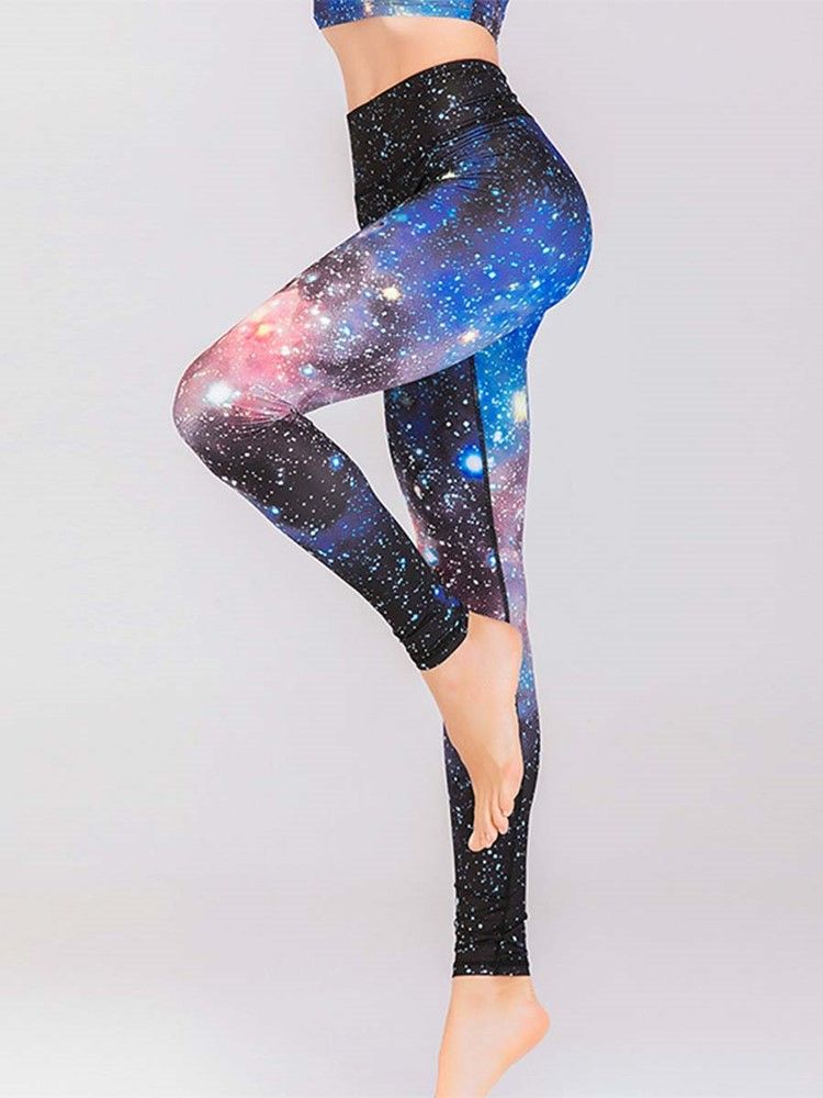 Snabbtorkande Leggings Med Färgglada Tryck Yogabyxor Hög Midja Tiktok Leggings
