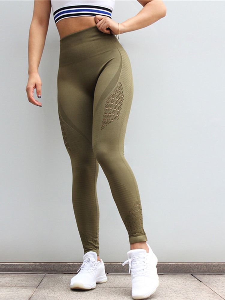 Snabbtorkande Nylon Solid Tennis Leggings I Full Längd Yoga Tiktok Leggings Med Hög Midja
