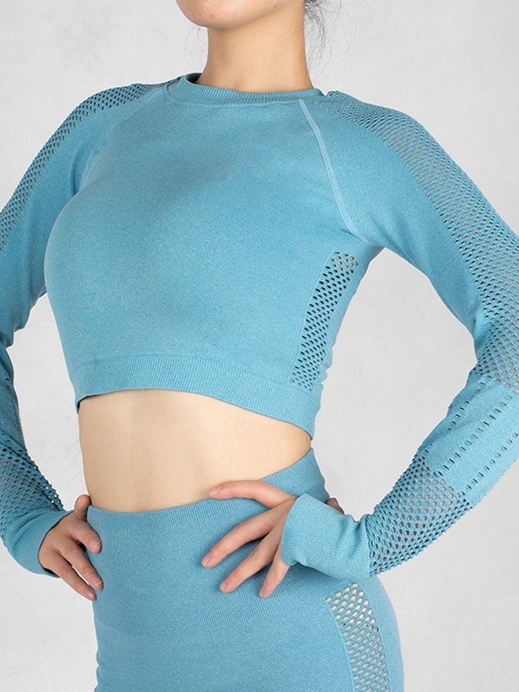 Solid Anti-Svett Sömlös Nylon Långärmad Löparklädsats