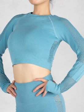 Solid Anti-Svett Sömlös Nylon Långärmad Löparklädsats