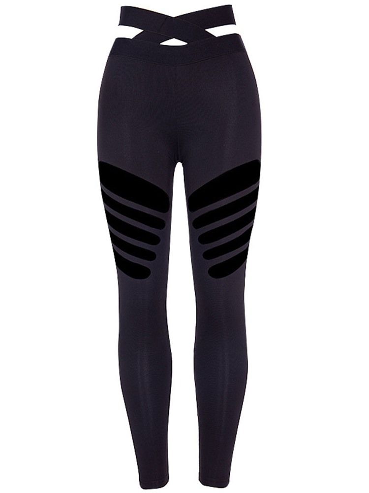 Solid Hollow Full Längd Gym Sports Yoga Leggings