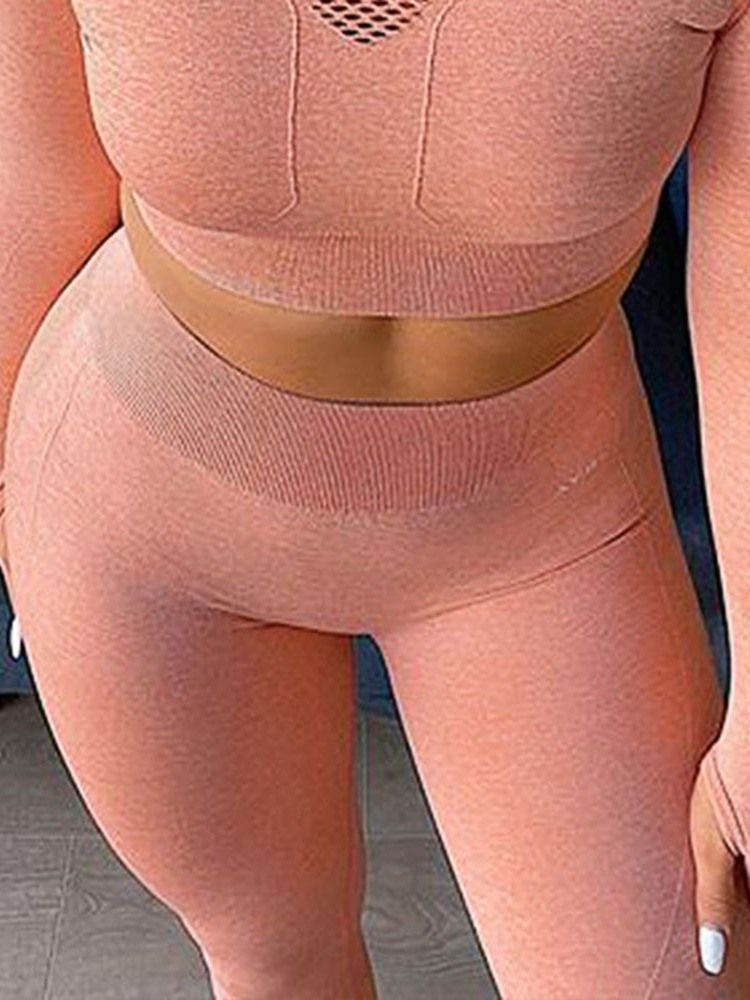Solid Nylon Sömlös Led Snabbtorkande Fullängd Sportlöpning Yogabyxor Tiktok-Leggings Med Hög Midja