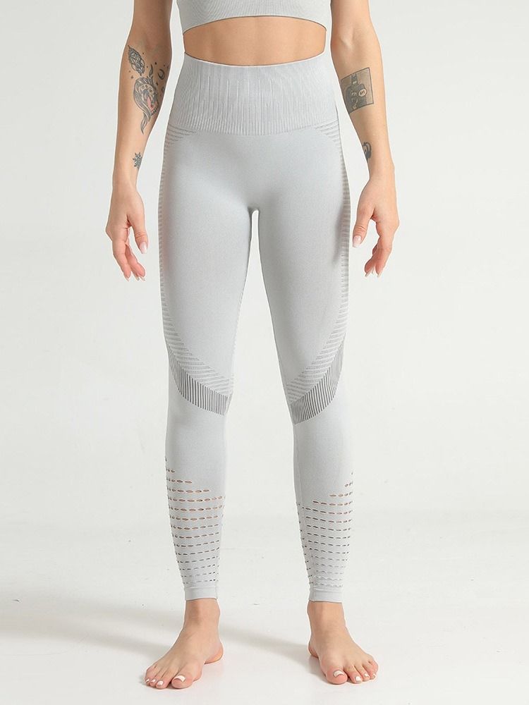 Solid Patchwork Nylon Anti-Svett Full Längd Yoga Byxor Hög Midja Tiktok Leggings