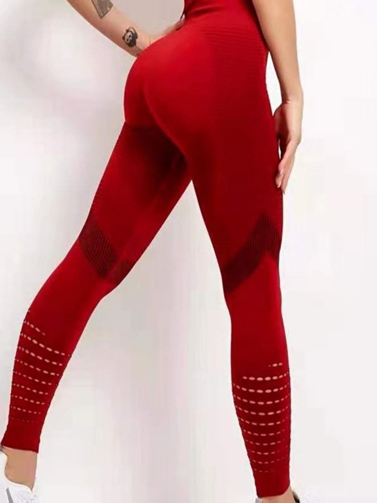 Solid Patchwork Nylon Anti-Svett Full Längd Yoga Byxor Hög Midja Tiktok Leggings