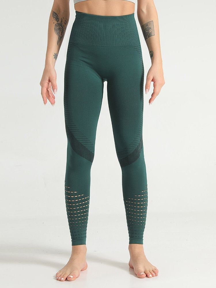 Solid Patchwork Nylon Anti-Svett Full Längd Yoga Byxor Hög Midja Tiktok Leggings