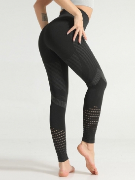 Solid Patchwork Nylon Anti-Svett Full Längd Yoga Byxor Hög Midja Tiktok Leggings