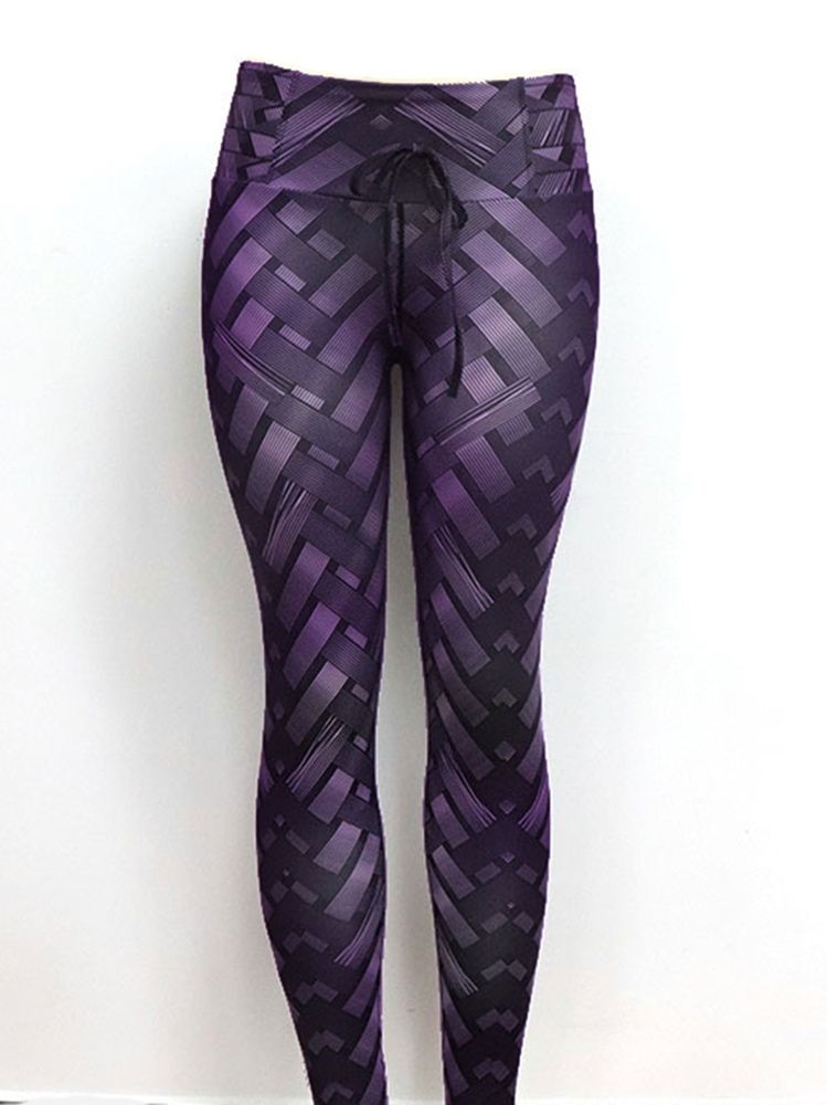 Solid Weave Print Damyoga Byxor Tiktok Leggings Med Hög Midja