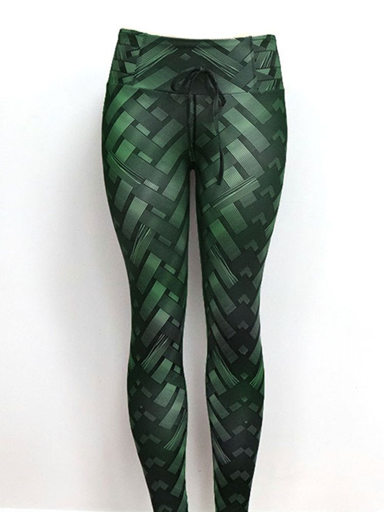 Solid Weave Print Damyoga Byxor Tiktok Leggings Med Hög Midja
