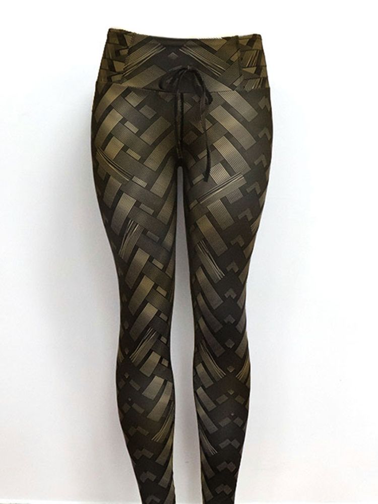 Solid Weave Print Damyoga Byxor Tiktok Leggings Med Hög Midja