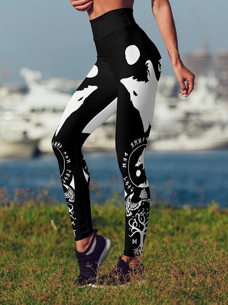 Sporttryck Handmålade Tiktok Leggings Med Hög Midja
