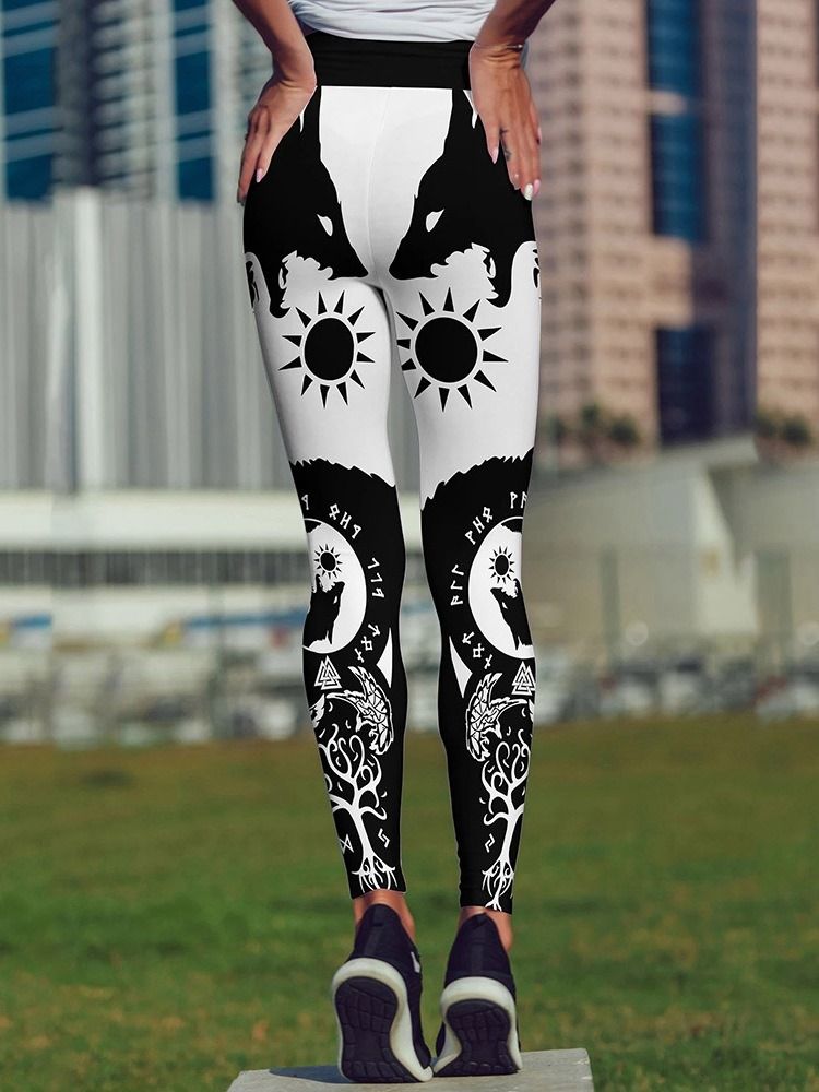 Sporttryck Handmålade Tiktok Leggings Med Hög Midja