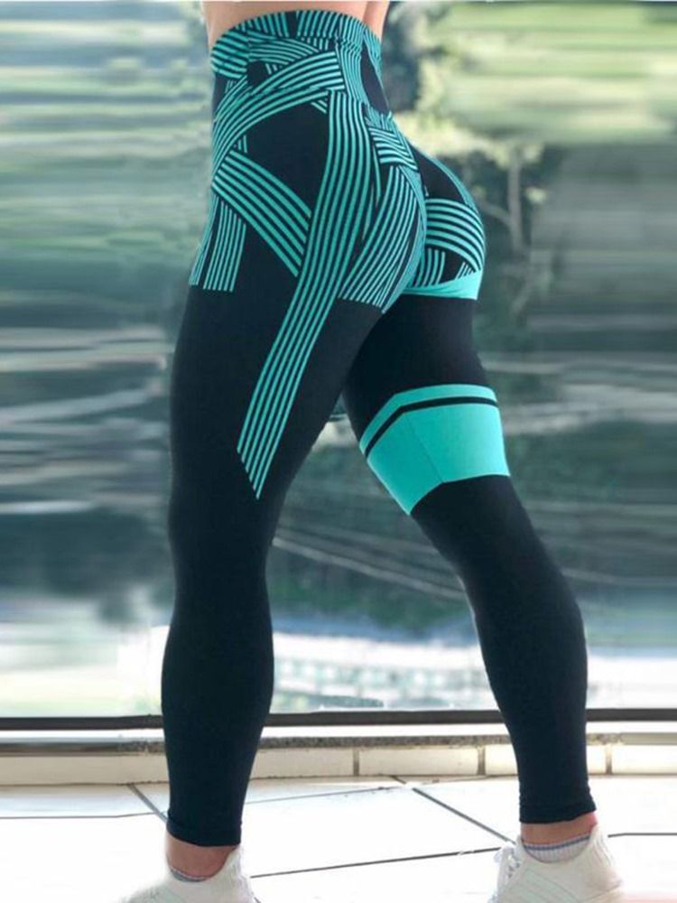 Stripe Print Quick Dry High Waist Leggings För Kvinnor Yogabyxor Hög Midja Tiktok Leggings