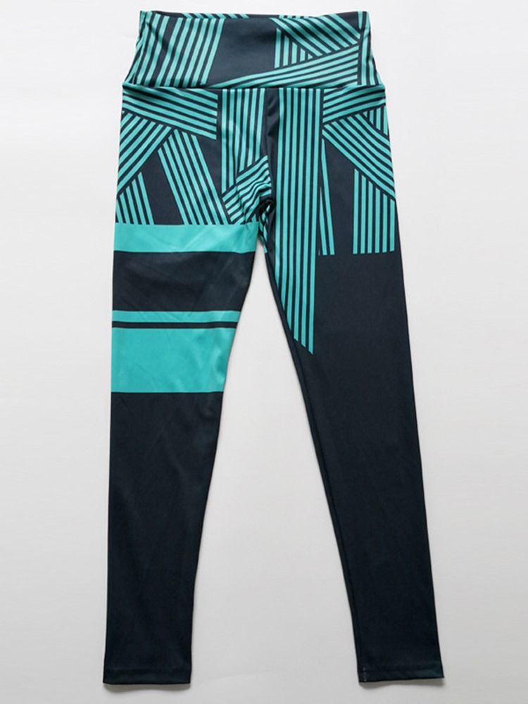 Stripe Print Quick Dry High Waist Leggings För Kvinnor Yogabyxor Hög Midja Tiktok Leggings