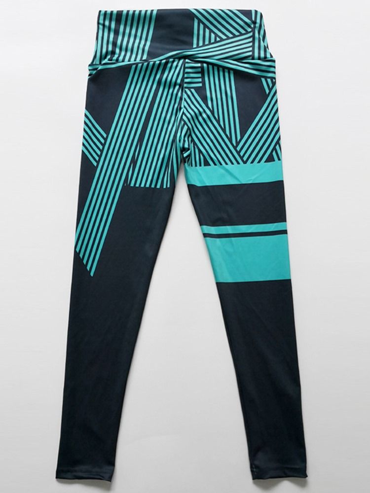 Stripe Print Quick Dry High Waist Leggings För Kvinnor Yogabyxor Hög Midja Tiktok Leggings